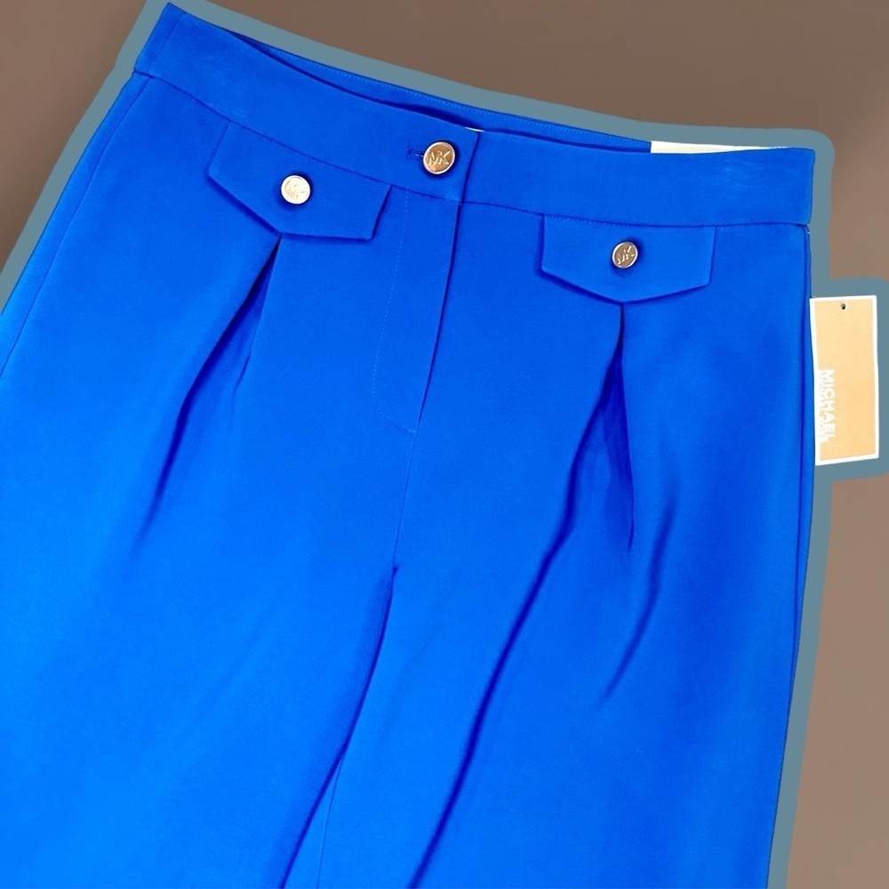 NWT MICHAEL Michael Kors ‘High-Rise Wide Leg Crop Pants’ in “Grecian Blue” - Picture 3 of 8